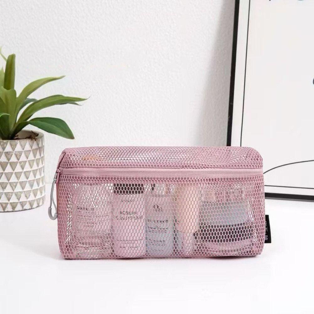 Visible Mesh Makeup Bag Hollow Nylon Storage Pouch Breathable Mesh Cosmetic Bag Girls