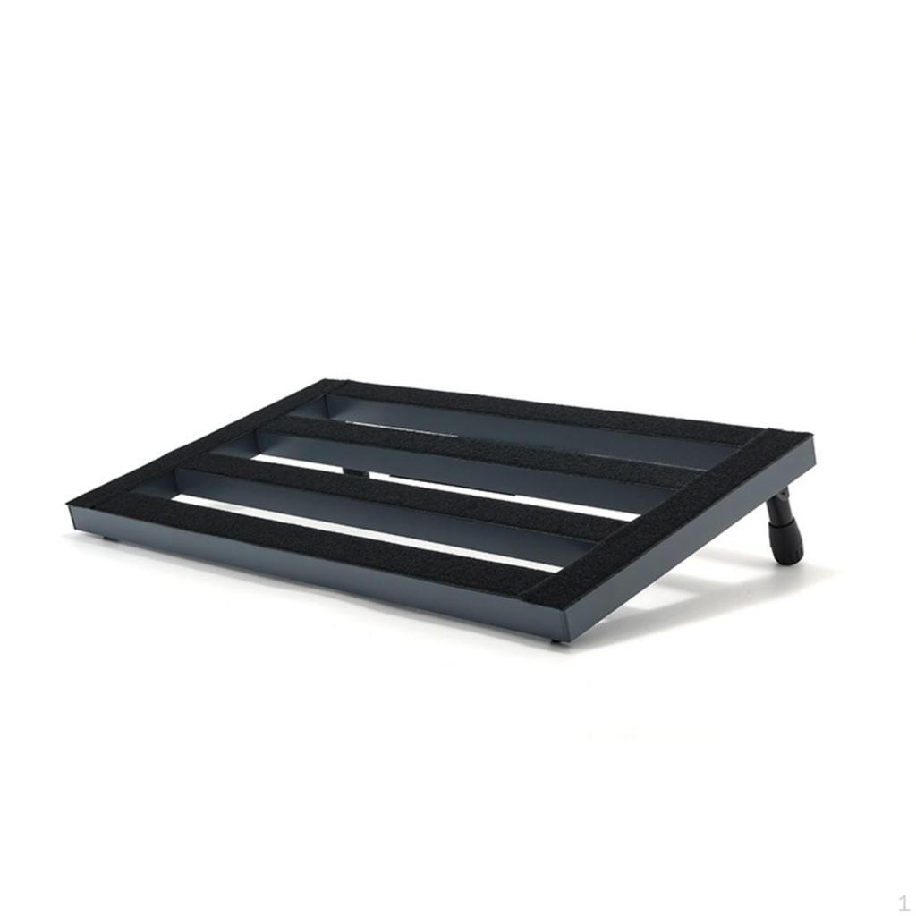 Black Metal Pedalboard Textured Slatted Guitar Raised Feet Angled Pedal Board 3427cm