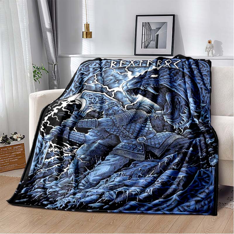 3D Viking Odin Valhalla Nordic Mythology Symbols Blanket,Soft Throw Blanket for Home Bedroom Bed Sofa Picnic Office Travel Cover