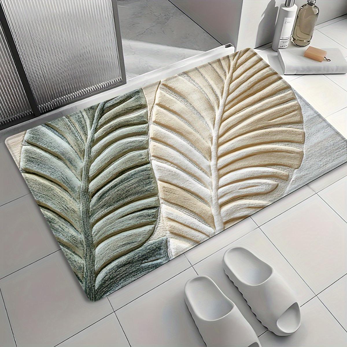 

3D Tropical Leaf Print Doormat Non Slip Washable Bath Mat Modern Fashionable Bathroom Rug Home Decor 1PC 40x60cm