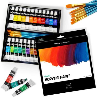 Ohuhu Acrylic Paint 24 6 12ml 30-Piece Set, Colors, Brushes,