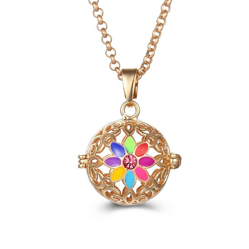 Aromatherapie Engelenvleugels Kleurrijk Zirkoon Kooi Medaillon Ketting Gloeiende Warme Bal Vrouw Mode Cadeau Diffuser Hanger Sieraden