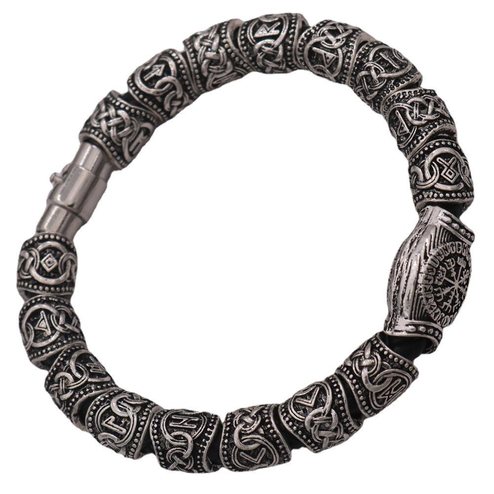Viking Compass Rune Beard Bead Bracelet For Men Nordic Viking Jewelry Accessory