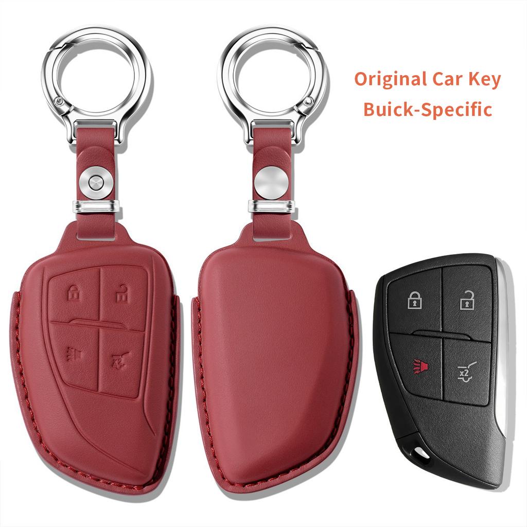 Key Fob Cover with Keychain Leather Full Protection Key Shell Case for Buick Envision Plus Car Keys
