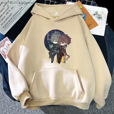 Al Haitham and Zhongli Hoodies Genshin Impact Sweatshirt Hot Game Cartoon Graphic Tracksuit Men Fleece Casual Spring Autumn Tops