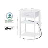 Nightstands with Charging Station,End Tables Living Room with USB Ports and Outlets Nightstand for Small Spaces Fabric Drawer