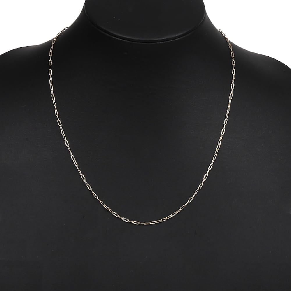 18K Gold Necklace with 50cm and Hollow Azuki Jewelry H-Clip Chain, Length, 1.9mm Width, Men's Women's Accessory, Chain,