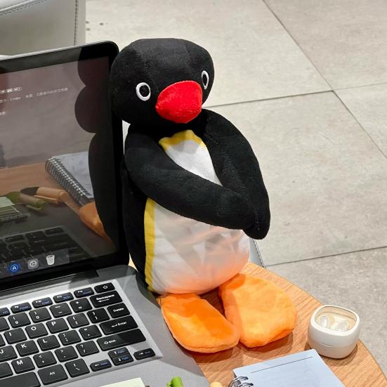 Uroczy Pingwin Etui na Ołówki Pluszowe Zwierzątko Etui na Ołówki Zapinane na Zamek Miękki Materiał Etui z Dzióbkiem Kaczki dla Dzieci na Długopisy Ołówki Artykuły Szkolne