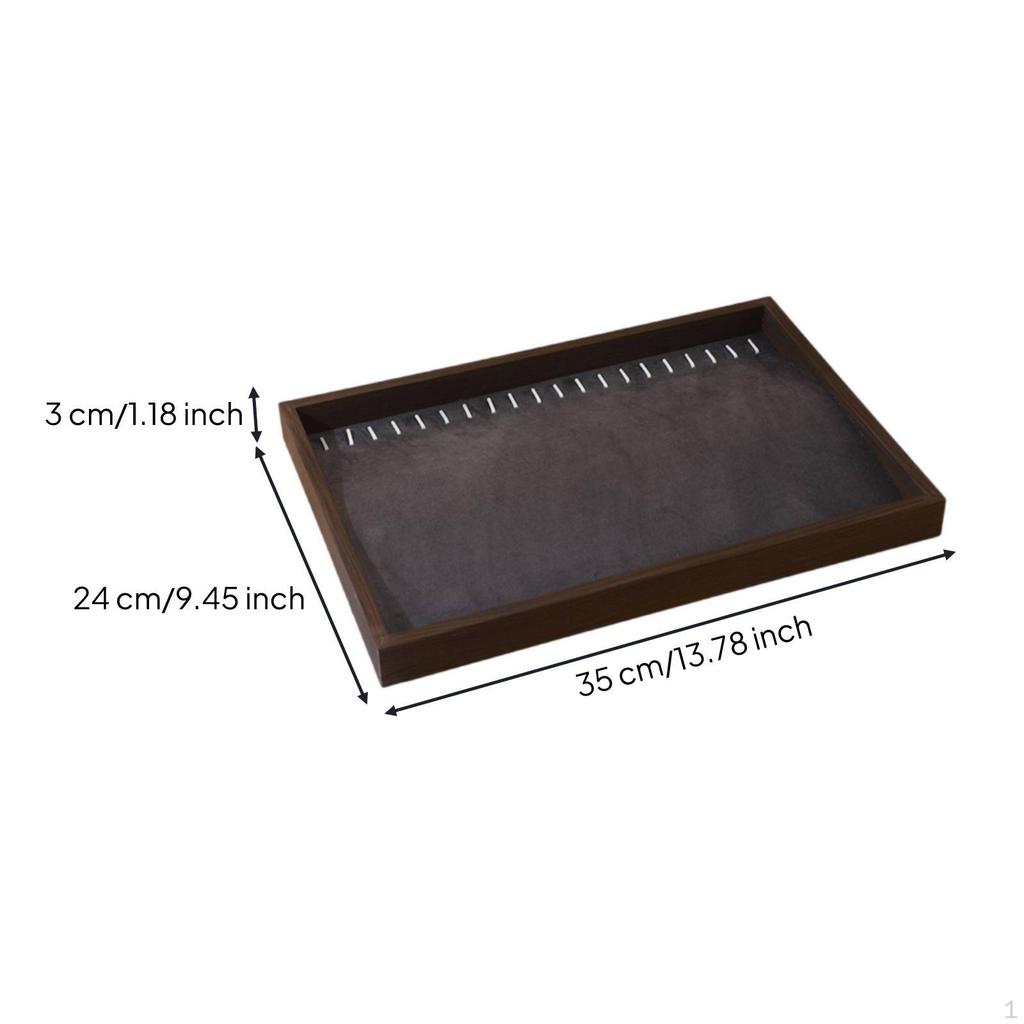 Jewelry Display Tray WoodLook Necklace SoftLined Storage Box for Collectors, Drawer,