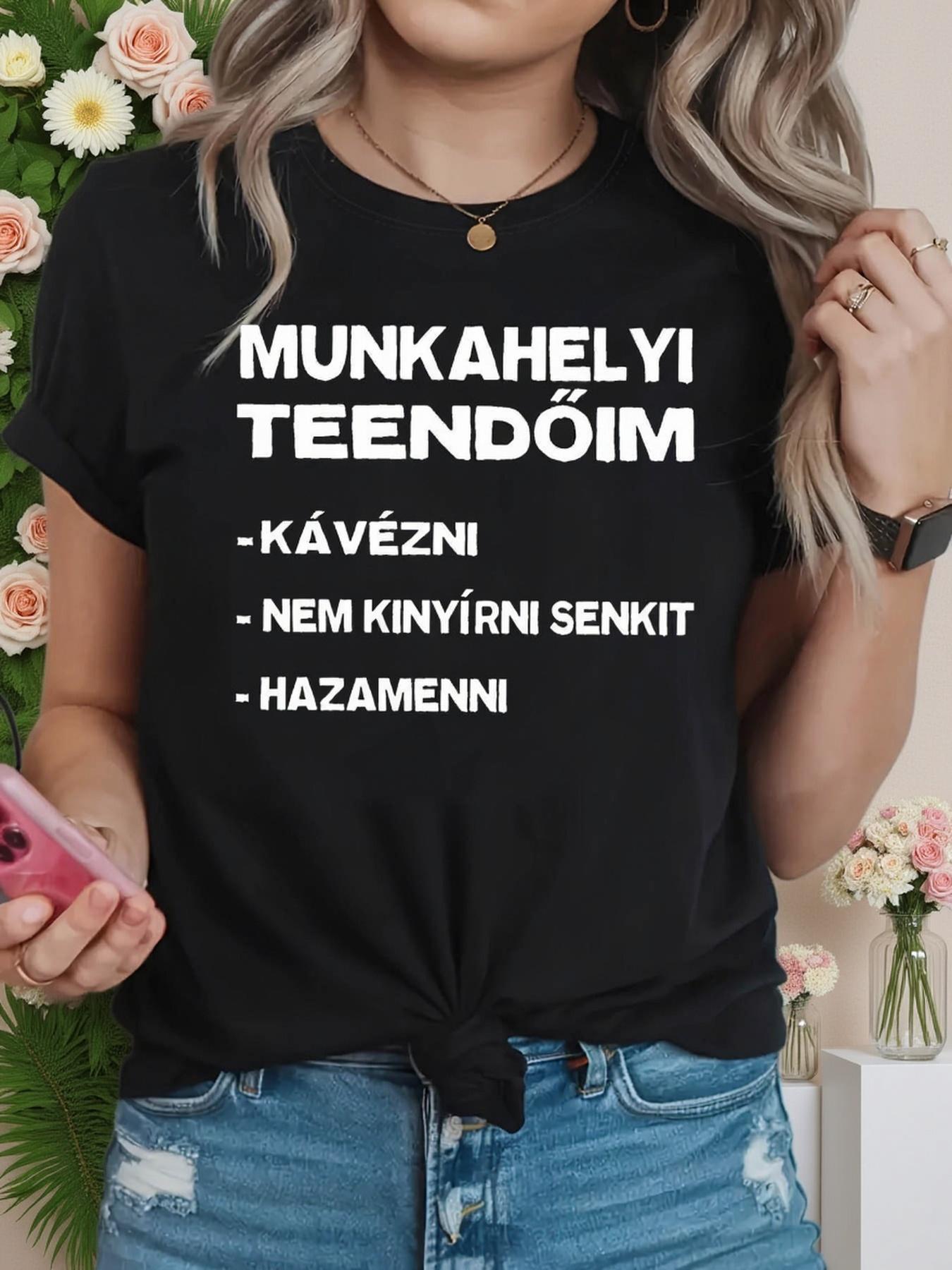 

Hungarian Work Tasks Humor Print T - Shirt Women s Spring - Summer Short - Sleeve Crew - Neck Casual T - Shirt, Daily Leisure, Holiday Gift 5XL різнокольоровий