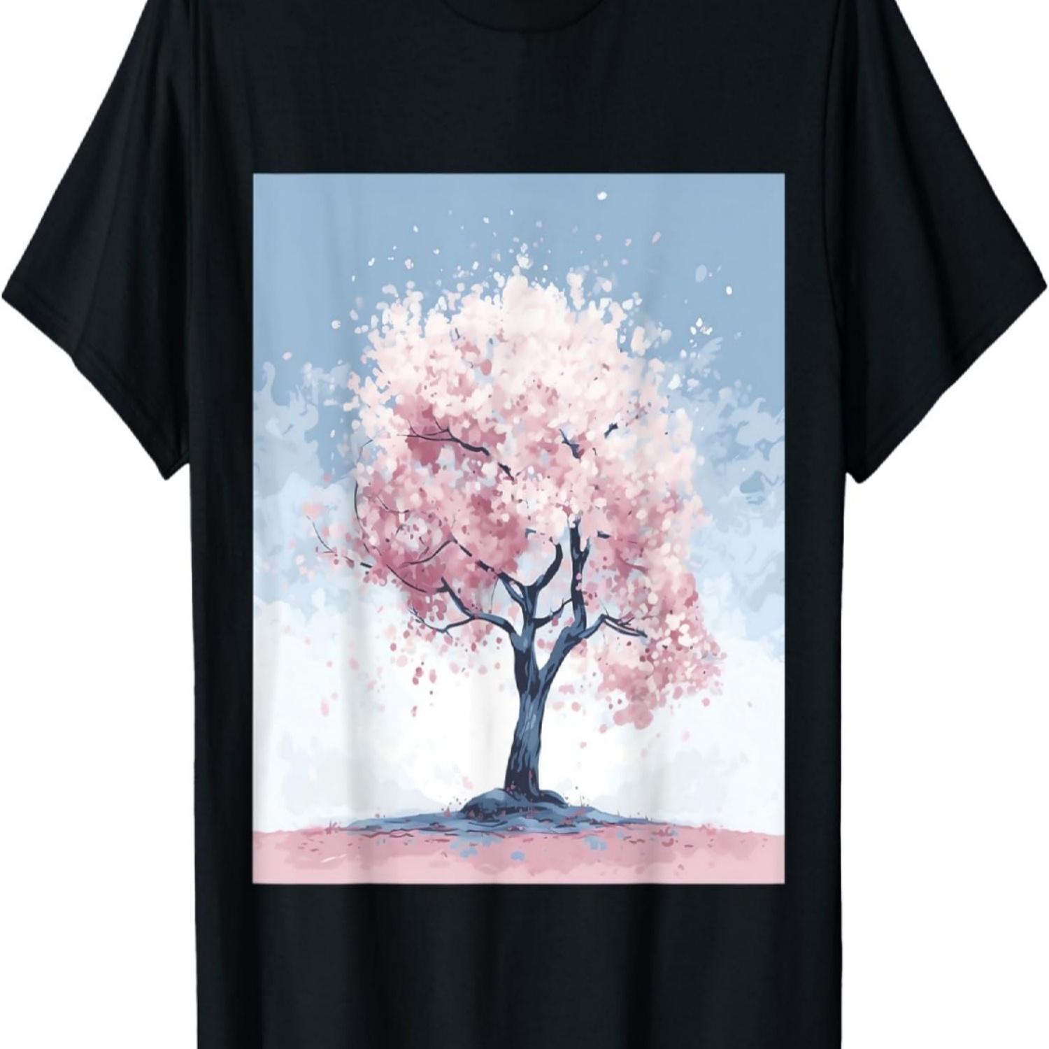 Muted Serenity Soft Pastel Cherry Blossom Tree Painting T-Shirt S чёрный
