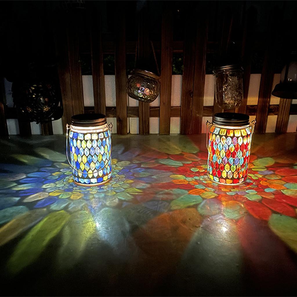 Solar Mosaic Lantern Light IP44 Waterproof Inlaid Fade Resistant Mosaic Glass Light