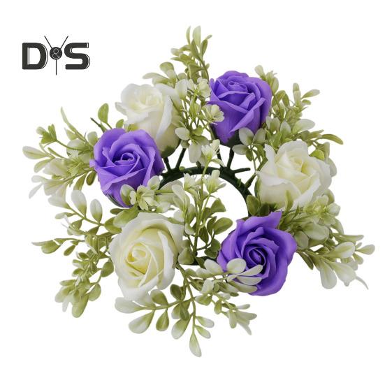 

Искусственная роза свеча кольцо столб свечи зеленый цветочный венок сезонное свеча кольцо для свадьбы центральный элемент праздничный декор