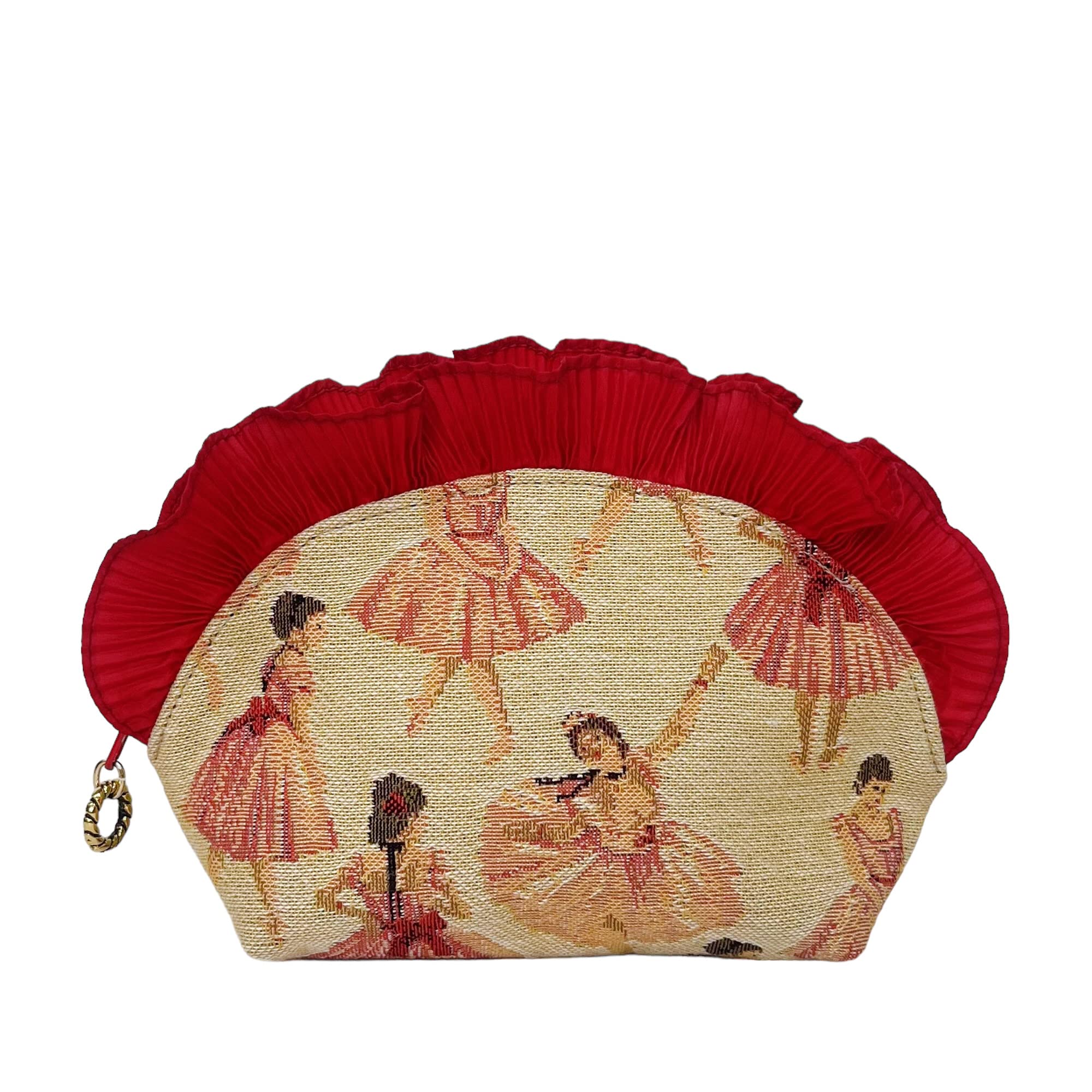 

Косметичка с оборками Гобелен Сделано в Японии (Балерина Бежевый/Красный)