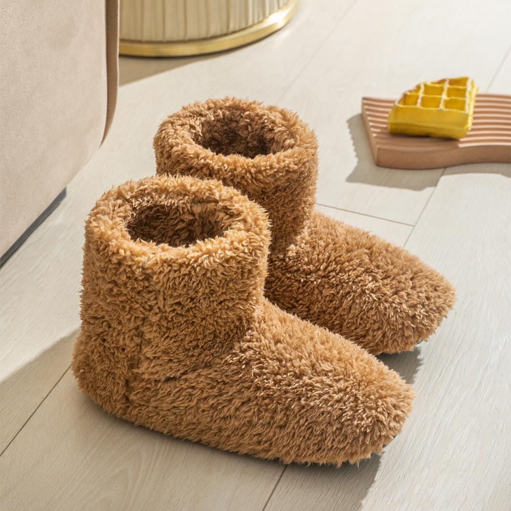 Japanese-Style High Heel Winter Boots & Indoor Plush Slippers for Women