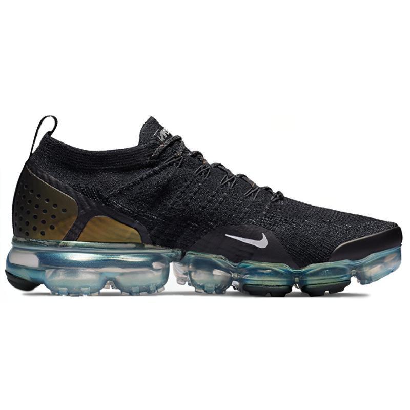 Nike Air VaporMax Flyknit 2 Black Metallic Silver Multi Color Running Shoes 942842-015