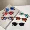 KAMMPT Rimless Cat Eye Sunglasses Women Stylish Multicolor Gradient Vintage Eyewear with Rhinestones Trendy Fashion