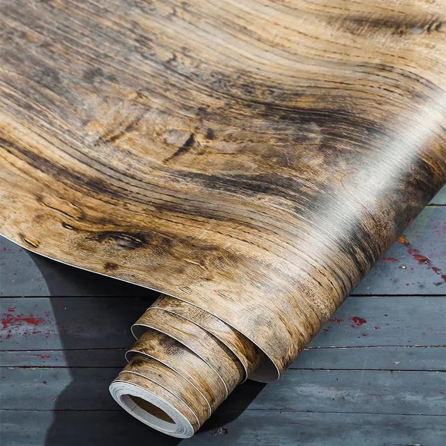 Wood Grain Self-adhesive Wallpaper Restaurant Living Room Home Decoration Background Wall Renovation Sticker PVC Wallpaper