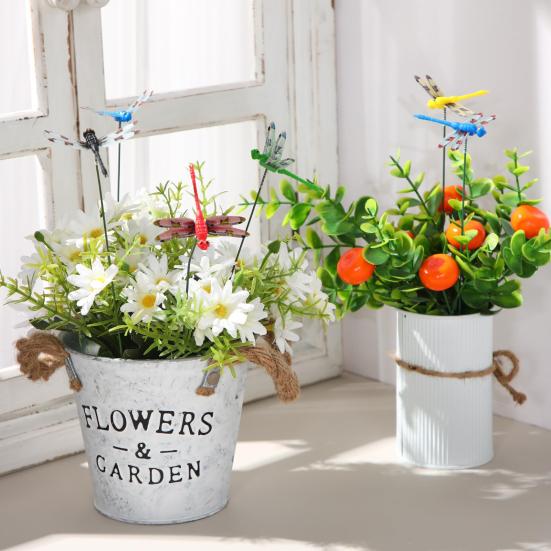 50/100Pcs Fake Dragonfly Garden Stake Decoration Weather-resistant Fly Repellent Simulated Dragonfly Spike Outdoor Long Pole 3D Dragonfly Ornament