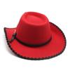 Wool Hat Hemmed Men'S And Women'S Jazz Top Hat Retro Western Cowboy Hat