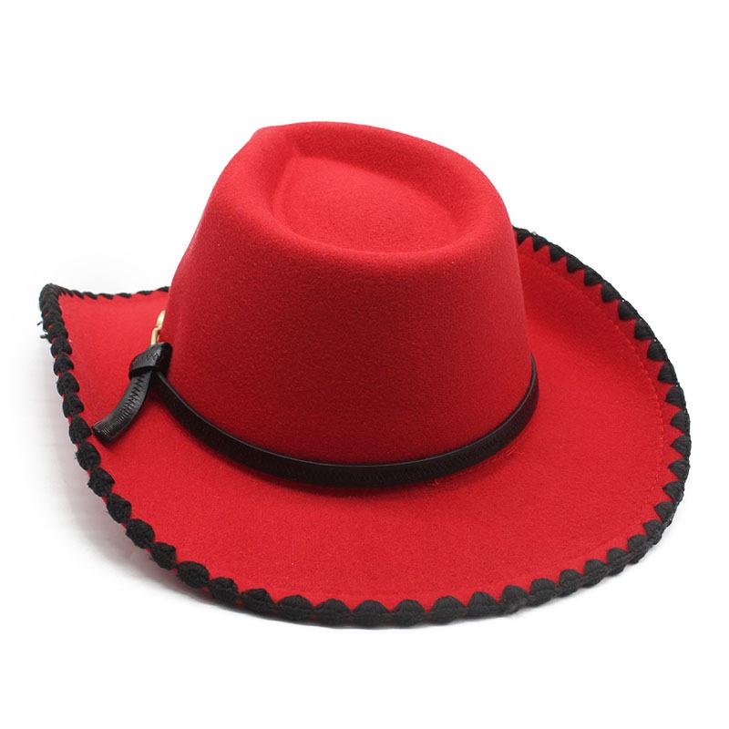 Wool Hat Hemmed Men'S And Women'S Jazz Top Hat Retro Western Cowboy Hat