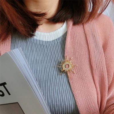 Emaille-Sonnen-Brosche Anstecknadel Damen Strasskristall Schal Mantel Brosche Hochzeits Schmuck