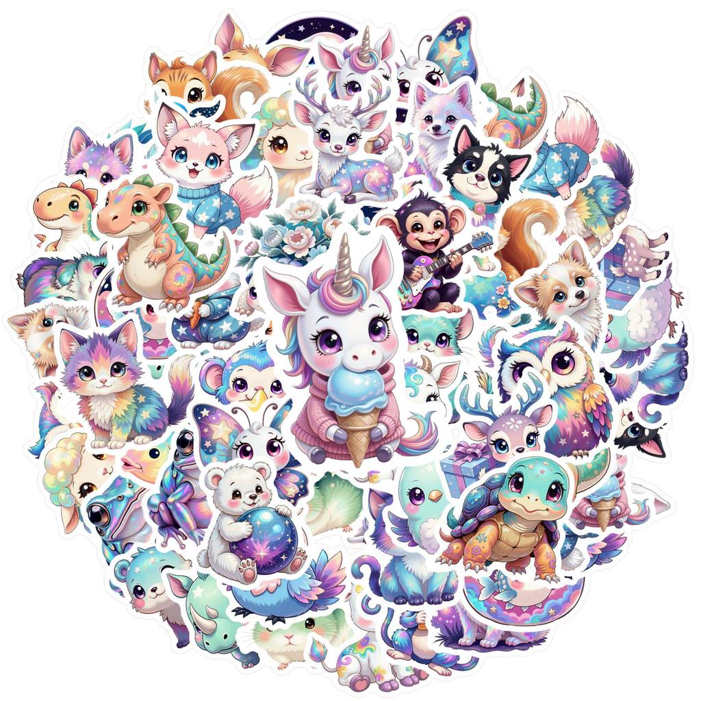 35pcs-70pcs Cartoon Cute Creatures Stickers Whimsical Animals  Stickers Stationery Stickers For Suitcase Fridge Phone DIY