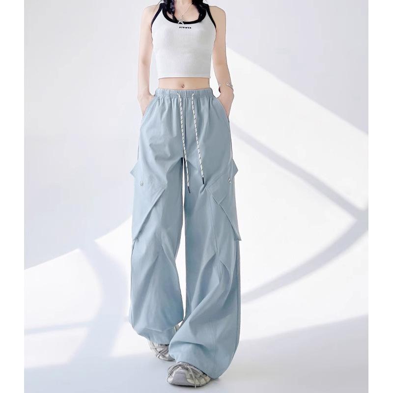Working Casual Pants for Women In Summer New High-waist Wide-leg Loose Straight Fast-drying Sports Pants