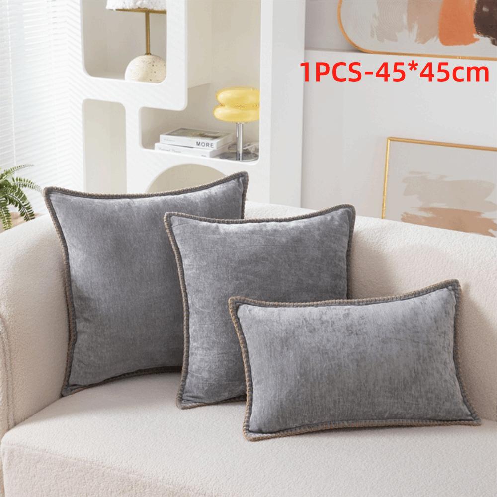 Simple Chenille Cushion Cover Solid Color Soft Throw Pillow Cover Velvet Multiple Size Decorative Pillowcase Seasonal Decor