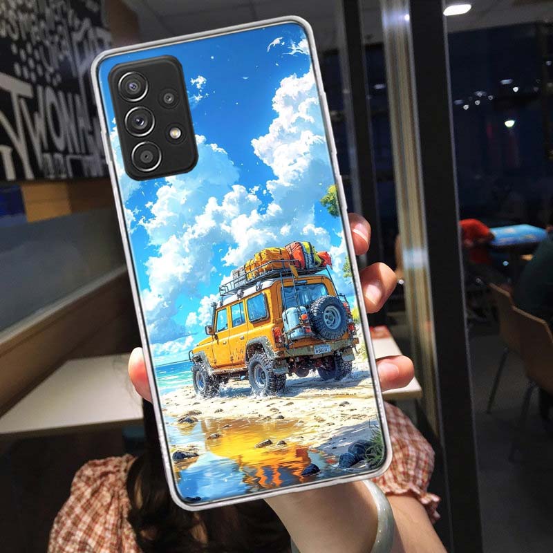 Off Road Vehicle Tourism Scenery Phone Case for Samsung A54 A57 A37 A17 A14 A15 A12 A24 A34 A55 A35 A25 A52S A07 A05S A04S A22 A