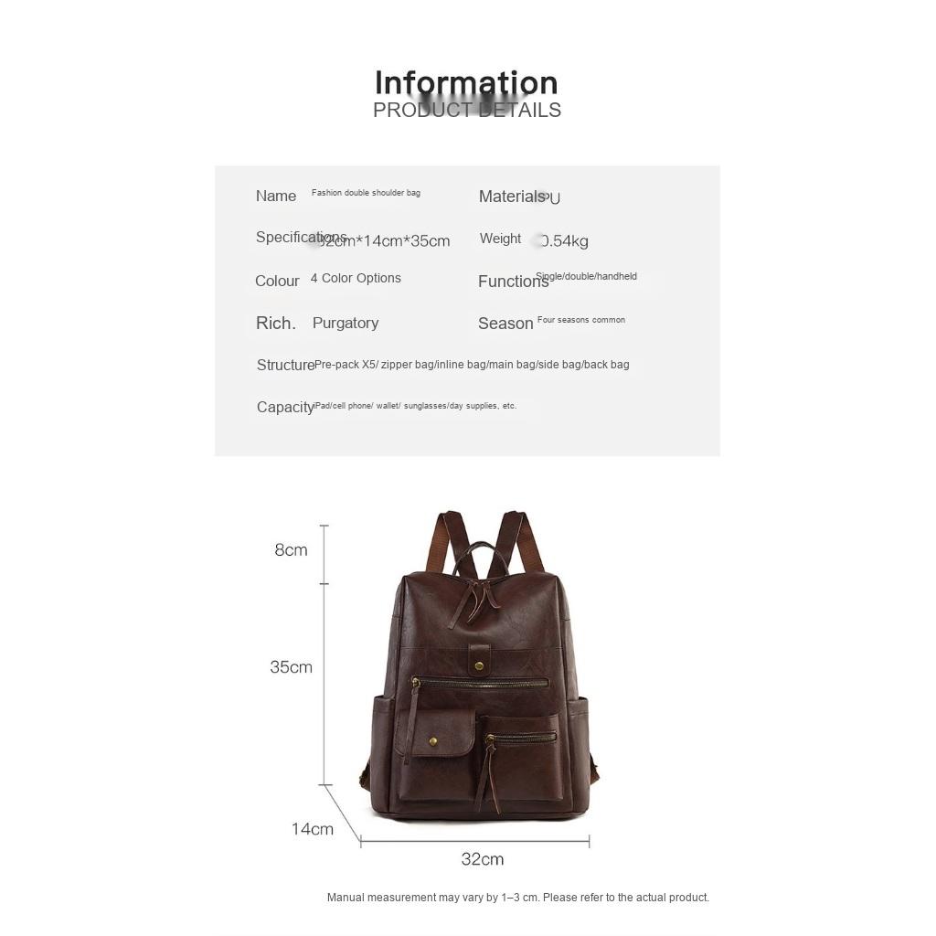Backpack for Women PU Multi Pocket Multi Compartment Daily Commute Travel