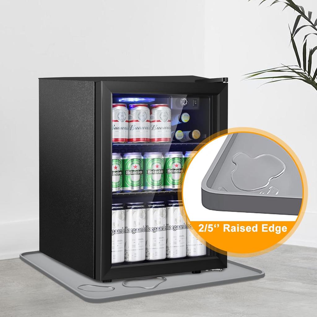 Mini Fridge Silicone Mat with Raised Edge, 23.6''x19.7'' Heavy Duty Under Refrigerator Mat, Mini Fridge Drip Pan Protect From Appliance Leaks Water
