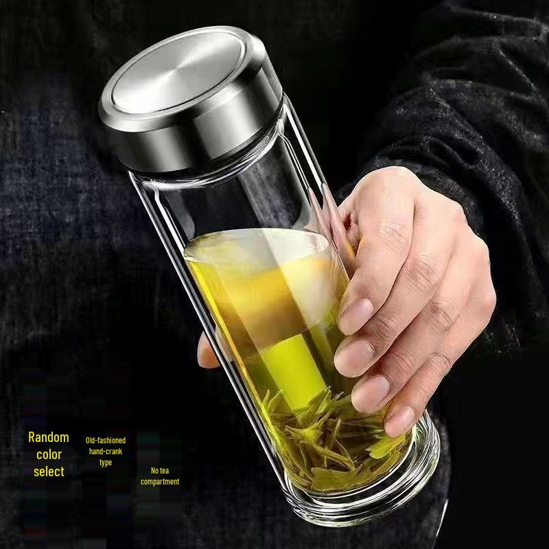 

Durable Double-Capacity Glass Cup with One-Key Open & Tea-Water Separation for Easy Brewing