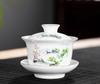 Ceramic Gaiwan Teacup Handmade Tea Tureen Bowl Chinese Blue and White Porcelain Teaware Accessories Drinkware