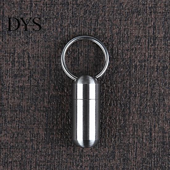 Widely Use High Hardness Pill Holder Sealing Stainless Steel Waterproof Case Keychain for Camping