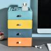 Desktop Stackable Organizer Drawer Office Accessories Colorful Storage Box Makeup Plastic Storage Container Bathroom Storage 1Pc