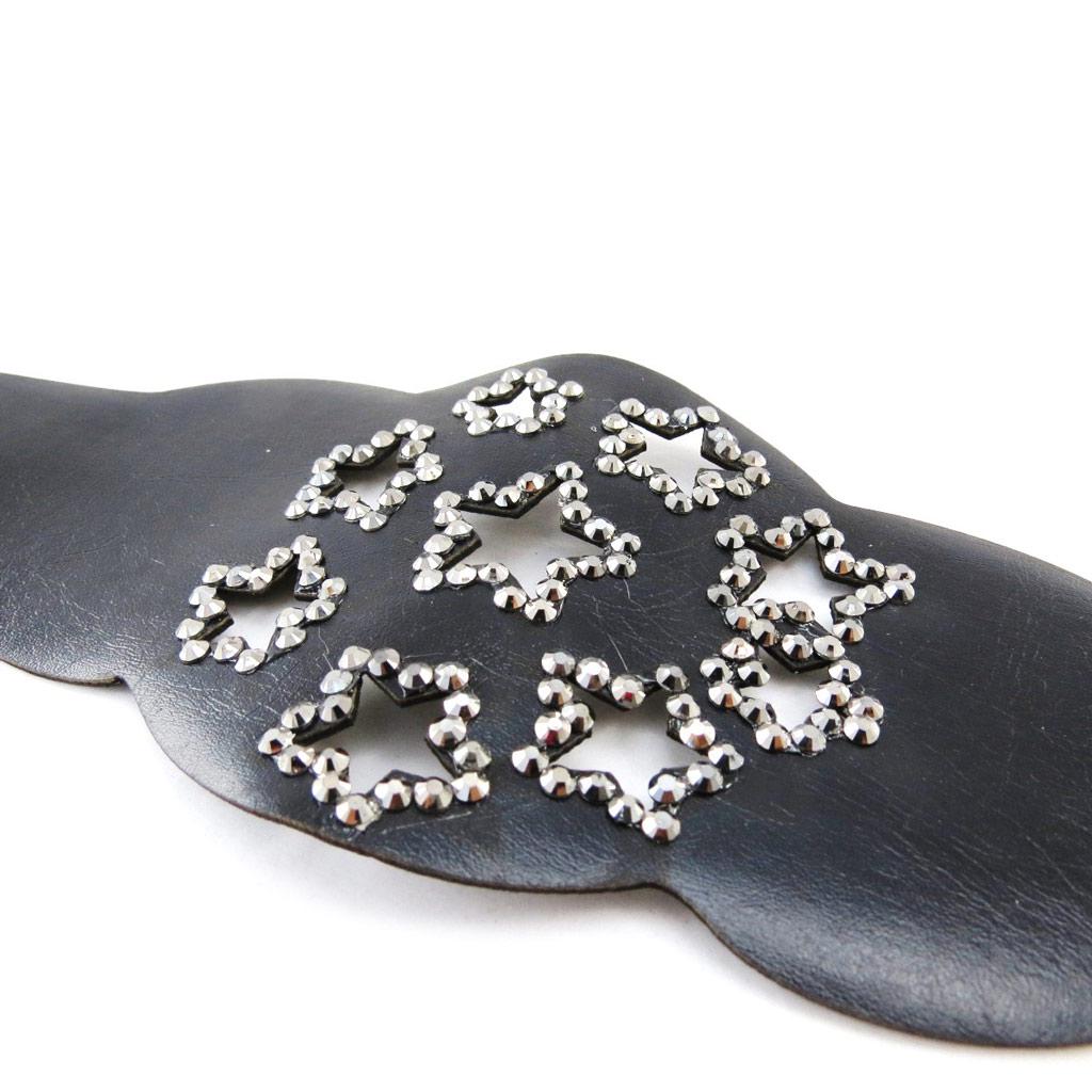 Les Trésors De Lily [J1721] - Black Gray 'Stars' Designer Bracelet