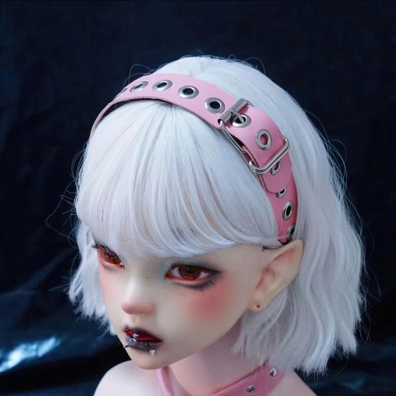 Gothic Punk Leather Buckle Hair Hoop Rivet Headband Harajuku Women Girl Dark Black Punk Hip Hop Rock Hairbands Hair Accessories