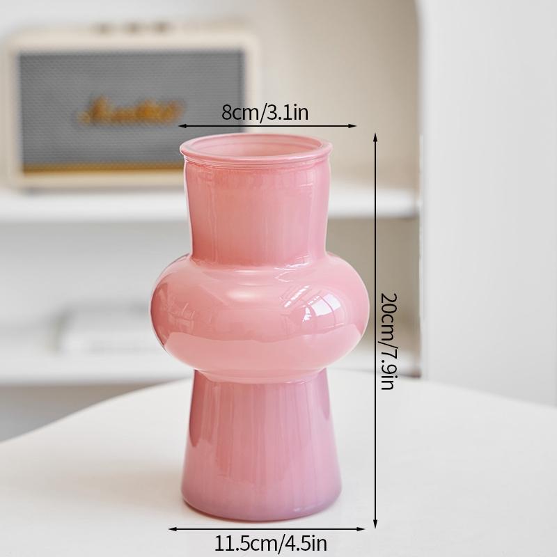 Creamy Color Glass Vase Hydroponic Flower Vase Transparent Plant Pots Dinning Living Room Decorative Vases Home Office Decor