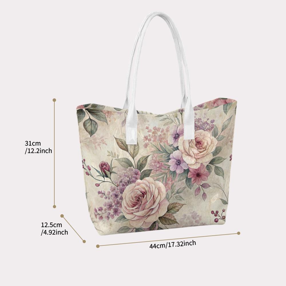 Vintage Floral Women's Tote Bag Casual Daily Shoulder Handbag for Shopping Travel
