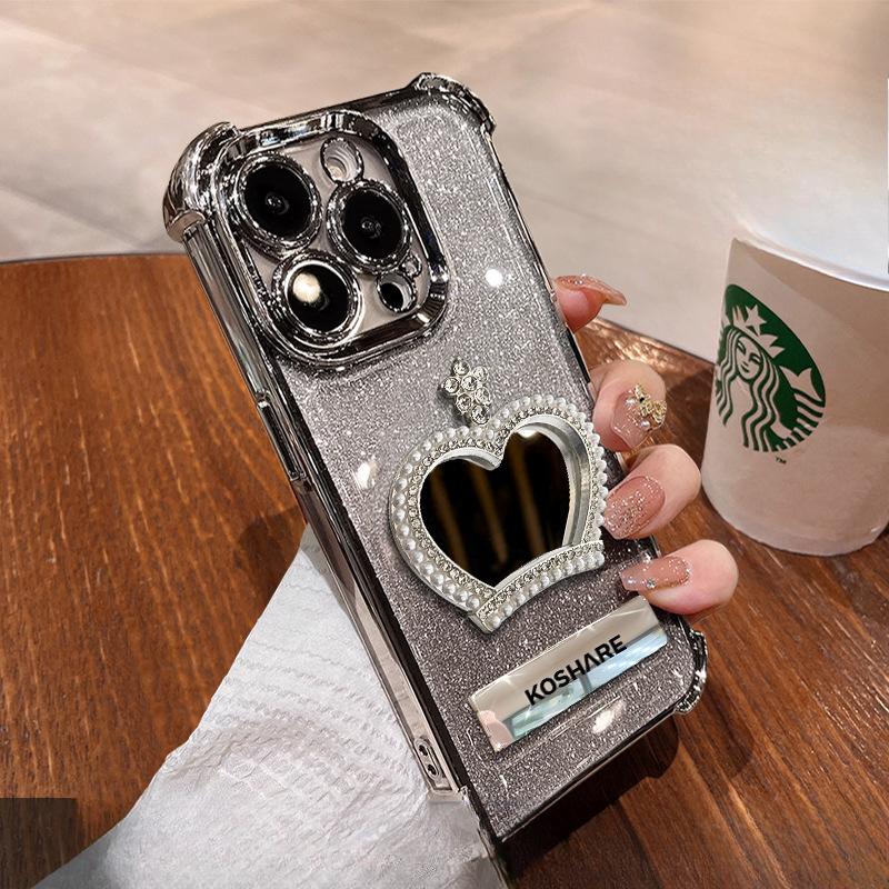 Crown Mirror Bracelet Suitable for Apple 16pro Mobile Phone Case Mate70 Four Corner Anti-fall 15 Electroplated Xiaomi 14/13