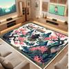 Floral Garden Theme Crystal Velvet Floor Rug Personalized Custom Name Text Warm Carpet Home Decoration