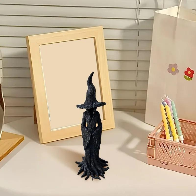Retro Ghost Witch Statue Resin Desktop Home Decor Gothic Horror Figurine Halloween Party Decoration Scary Collectible Ornament