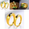 Elegant Geometric Design Brass Gold Plated Agate Ring Couple Fashion Jewelry