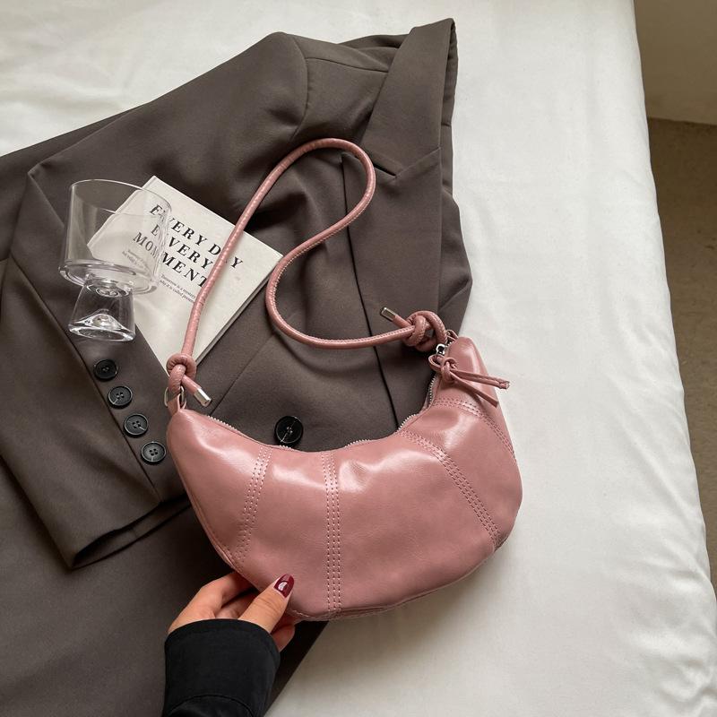High-value Soft Leather Dumpling Bag Women's Trend Fashion Half-moon Croissant 2025 New Foreign Style Single Shoulder Oblique Span Women's Bag