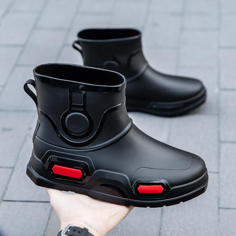 

Дождевики мужские модные средние резиновые сапоги новые резиновые сапоги для ходьбы, отдыха, работы, кухни, водные сапоги, рыбалки, водные сапоги 39 [Add cotton and shoot one size larger]