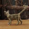Pet Cat Metal Figures Antique Bronze Tea Pet Animal Cute Cat Living Room Decoration Desk Decorations Festival Gift