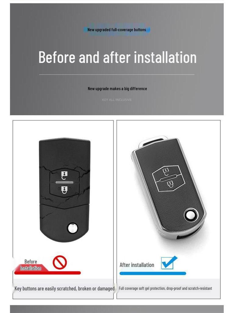 Mazda Key Cover: Full Coverage Protective Shell for Mazda 3, Mazda 5, 6 Atenza, Jinxiang Ruiyi 2 Folding Key.