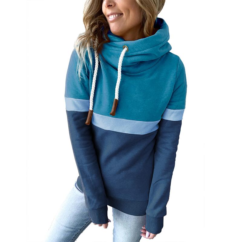 Женские толстовки с капюшоном в цвете большие толстовки в стиле Харадзюку женская уличная одежда с длинными рукавами и капюшоном повседневный топ S озеро синийтемно-синий 1980₽