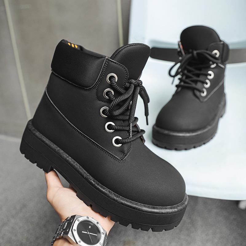 

Martin boots autumn and winter thickened high-top ruffian handsome trendy boots handsome locomotive boots tall white fashion boots YZ 39 чёрный
